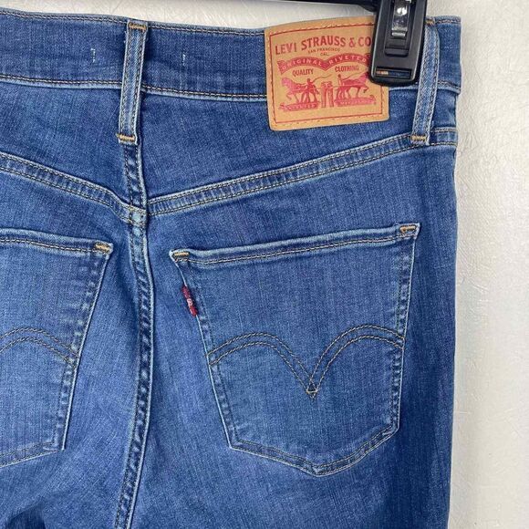 Levi's Mile High Blue Distressed Raw Hem‎ Super Skinny Size 28 - Picture 4 of 7